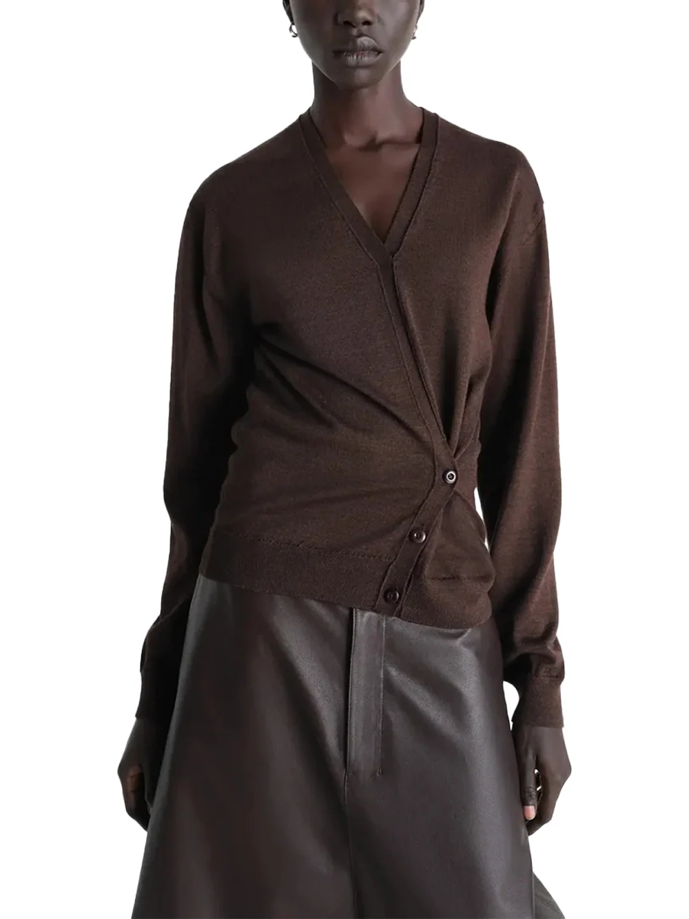 Lemaire Twisted V Neck Jumper Dark Cacao - Image 3