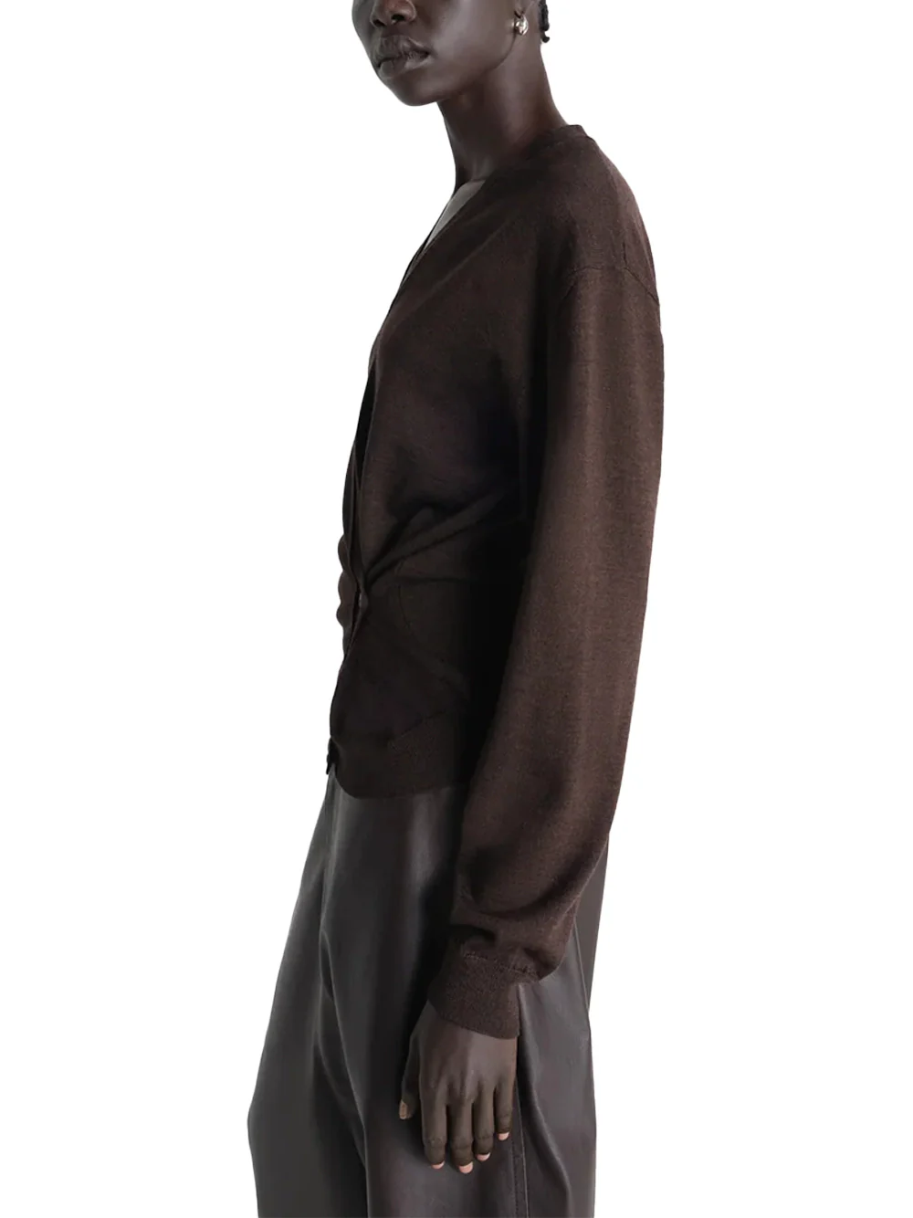 Lemaire Twisted V Neck Jumper Dark Cacao - Image 4