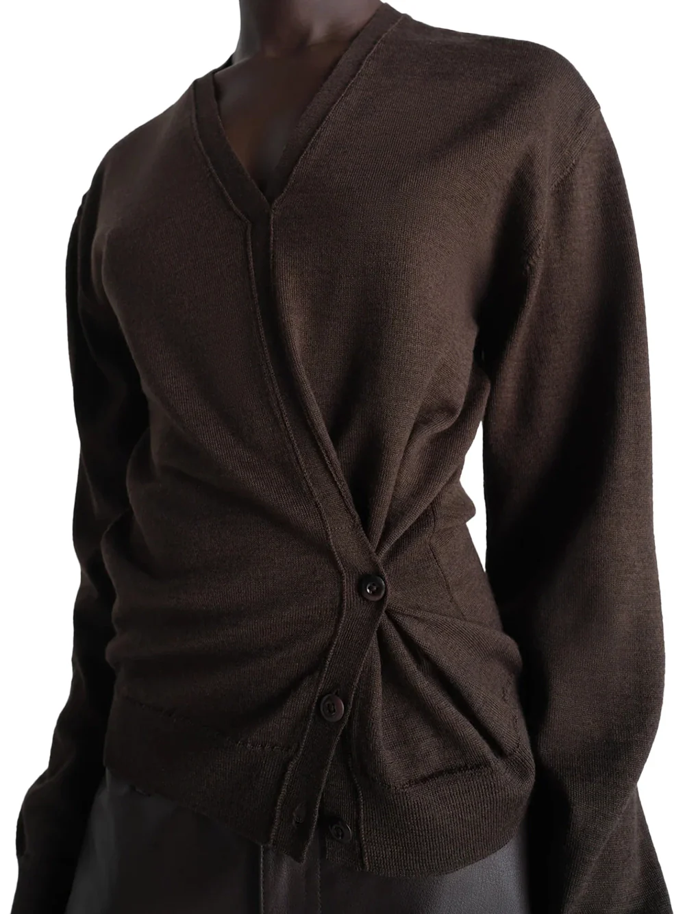 Lemaire Twisted V Neck Jumper Dark Cacao - Image 5