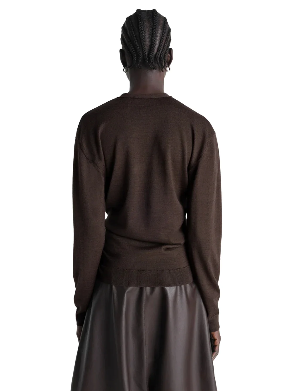 Lemaire Twisted V Neck Jumper Dark Cacao - Image 6