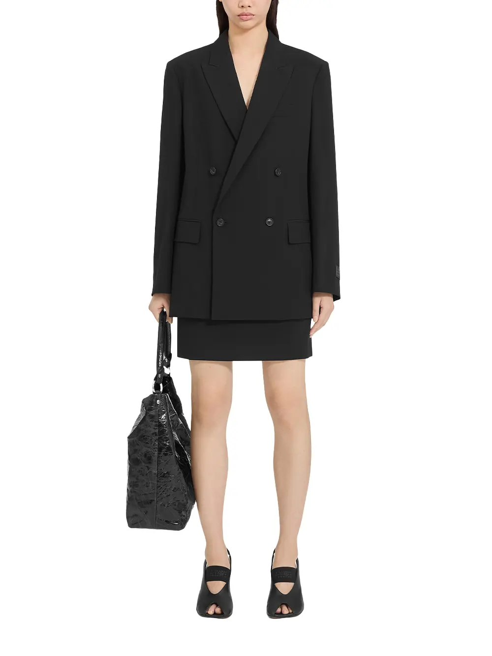 MM6 Maison Margiela Double-Breasted Blazer Black - Image 2