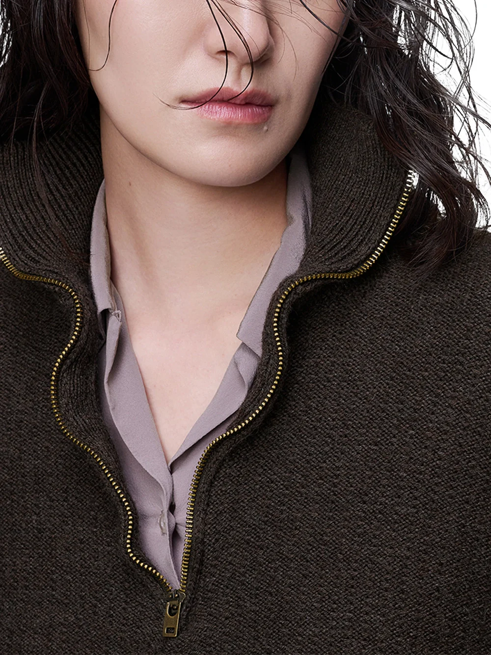 Maison Margiela Wool Quarter-Zip Jumper Brown - Image 3