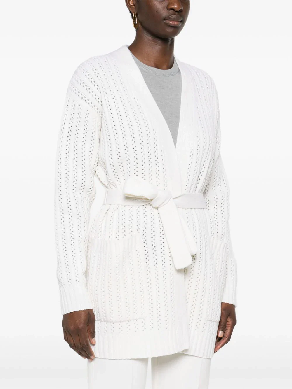 Max Mara Balzac Open Front Cardigan White - Image 3