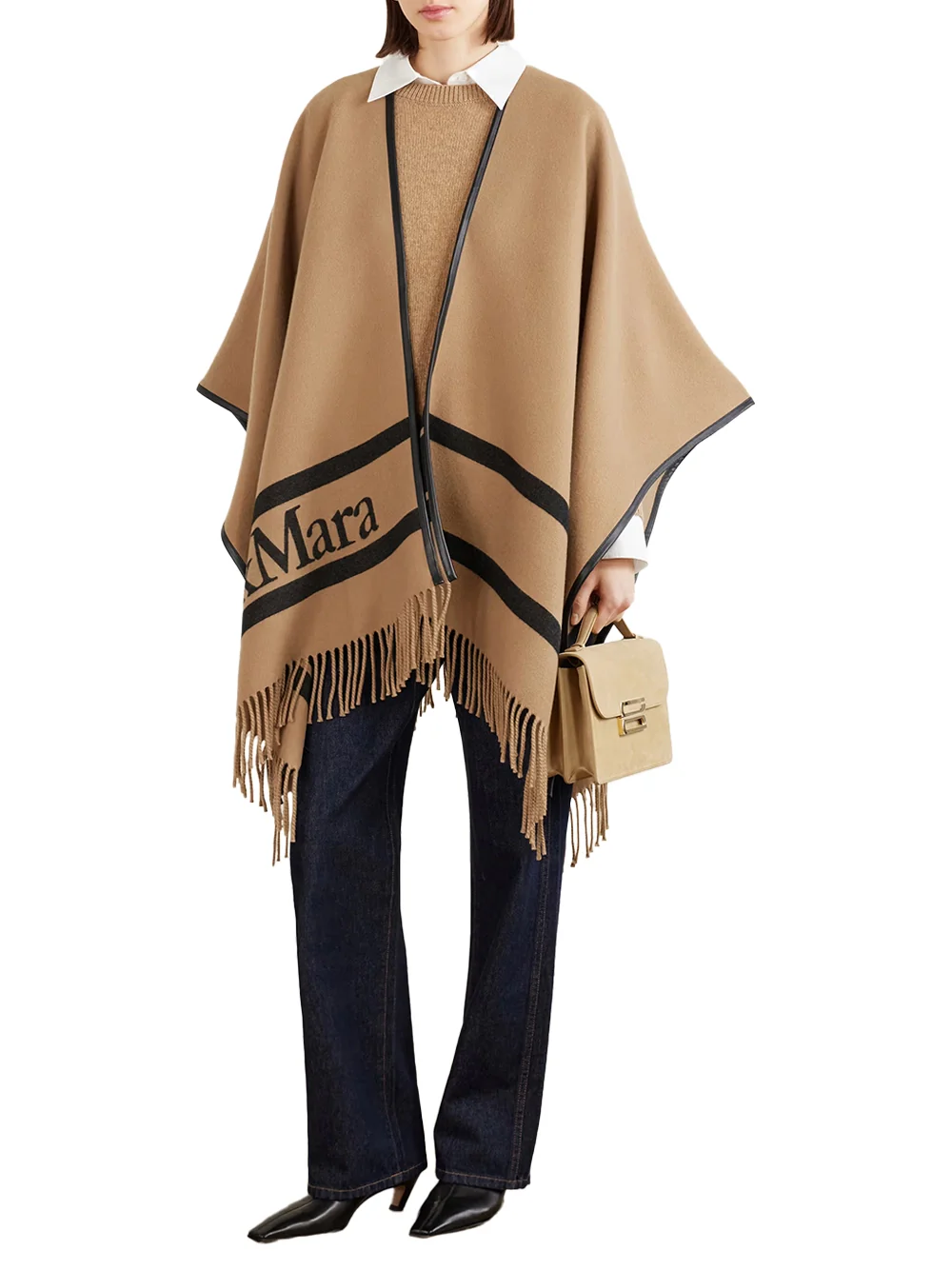 Max Mara Mxaaris Wool Poncho Beige - Image 2