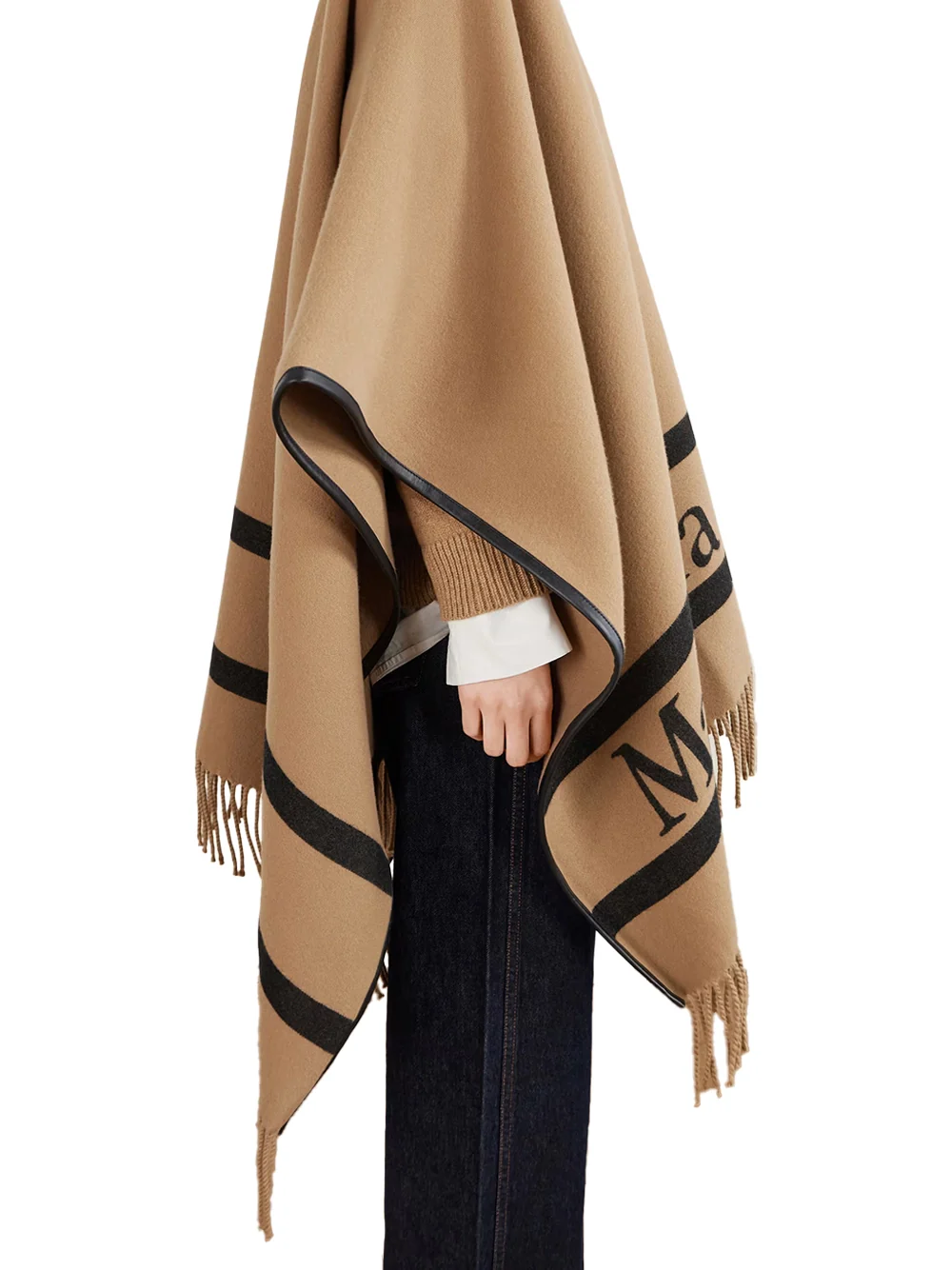 Max Mara Mxaaris Wool Poncho Beige - Image 3