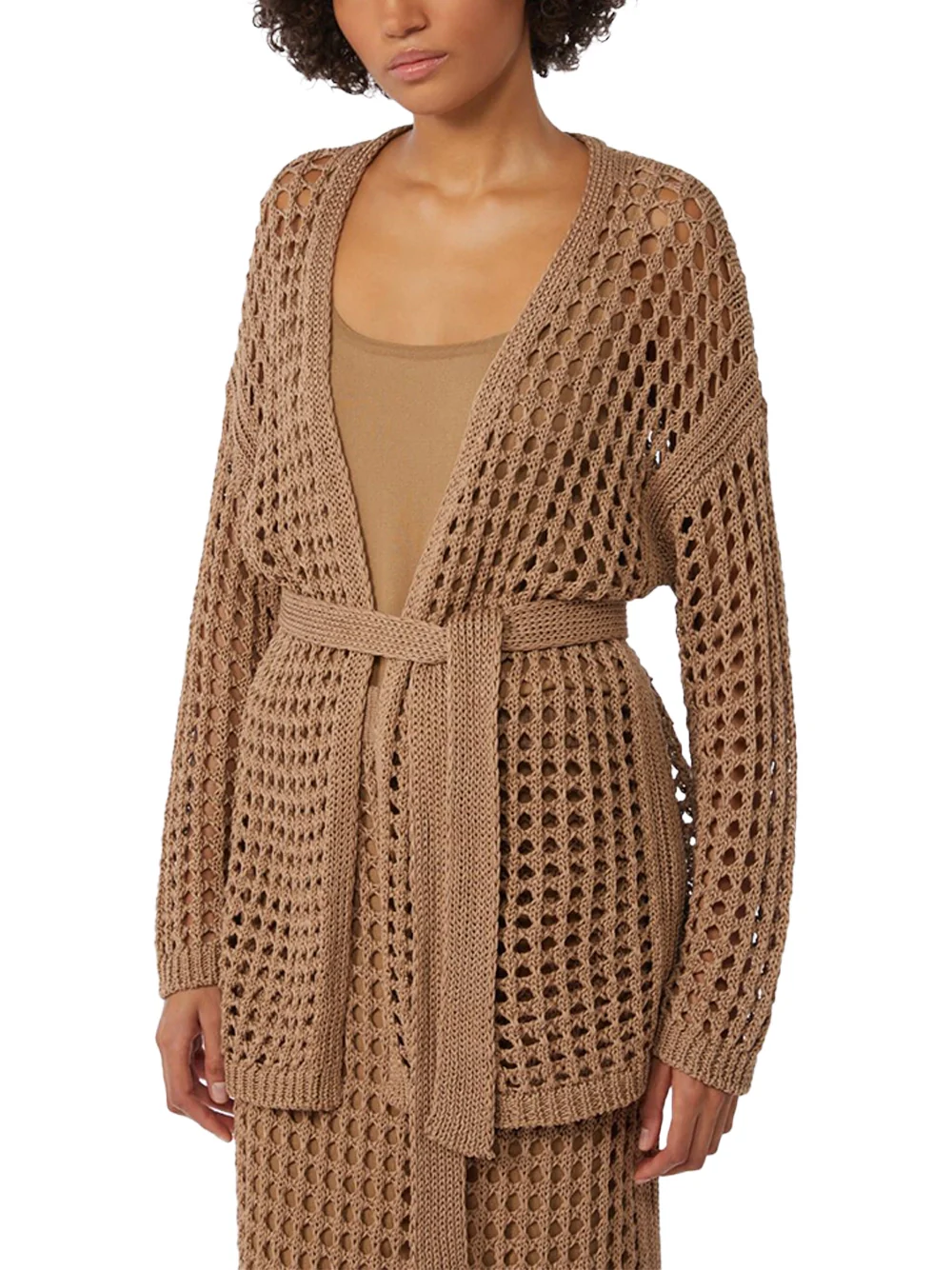 Max Mara Mesh Cotton Cardigan Desert - Image 3