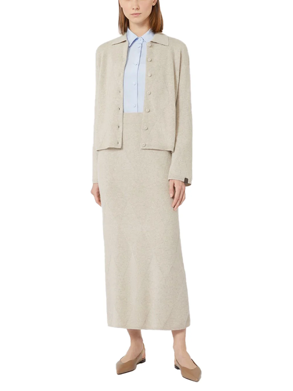 Max Mara Mxpsalubre Argyle Skirt Beige - Image 2