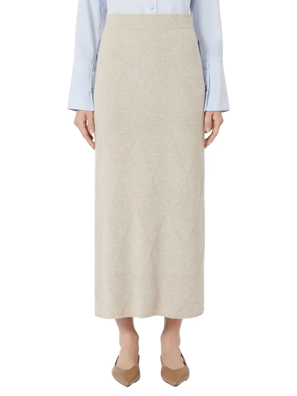 Max Mara Mxpsalubre Argyle Skirt Beige - Image 3