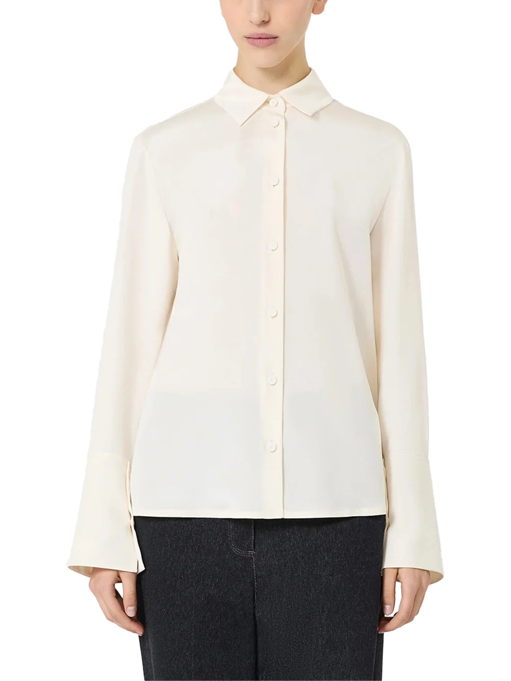 Max Mara Mxpvoliera Silk Shirt Ivory - Image 3