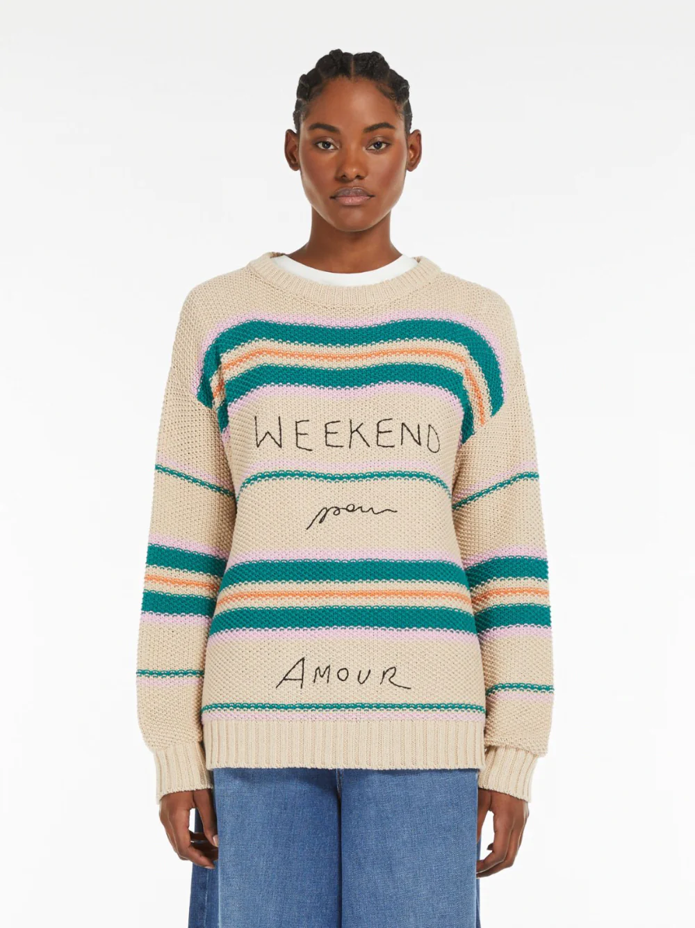 Weekend Maxmara Angus Cotton Yarn Jumper Beige - Image 3