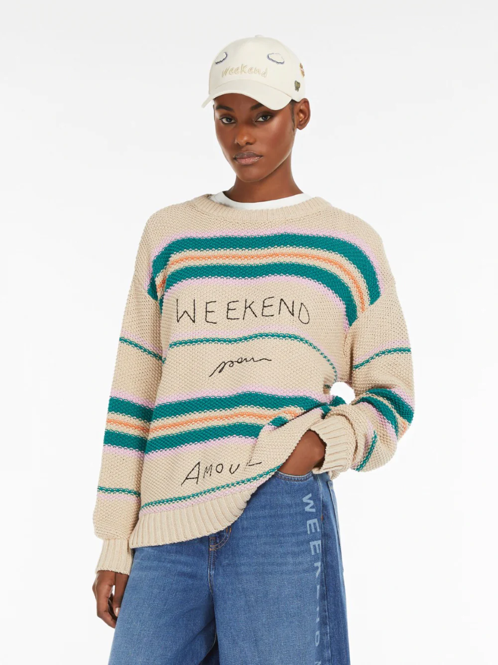 Weekend Maxmara Angus Cotton Yarn Jumper Beige - Image 5