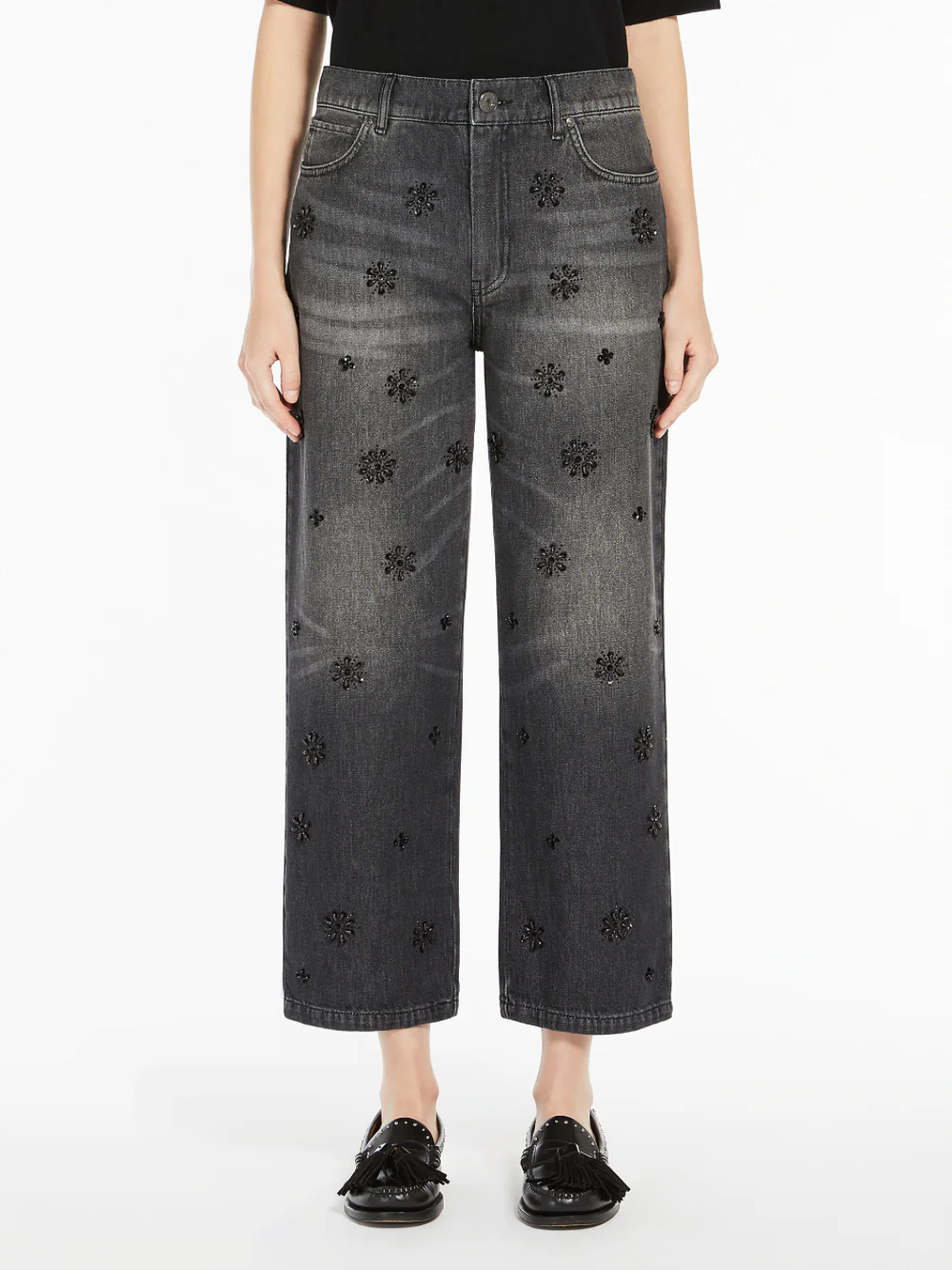 Weekend Maxmara Manetta Denim Trousers Black - Image 3