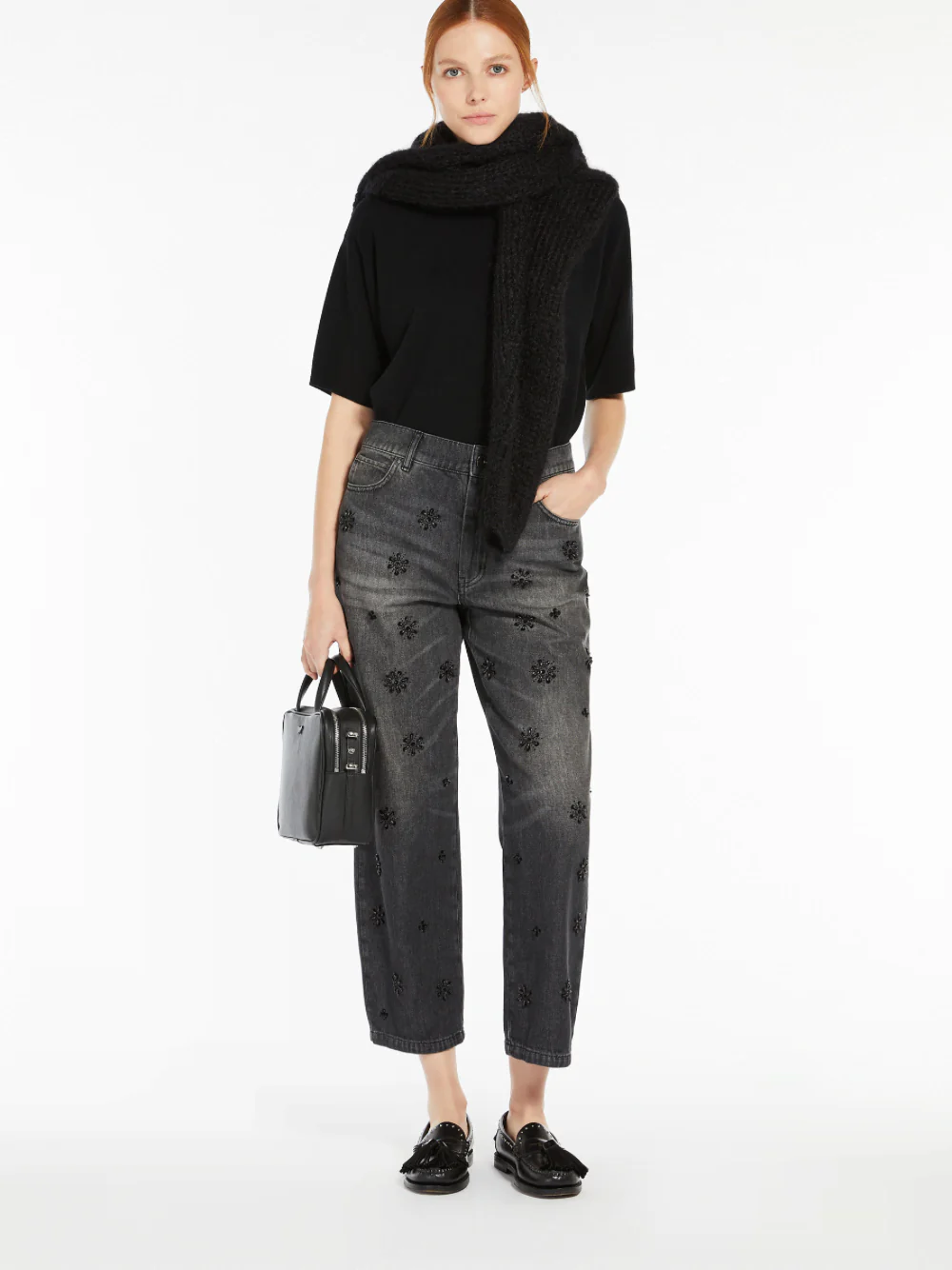 Weekend Maxmara Manetta Denim Trousers Black - Image 5