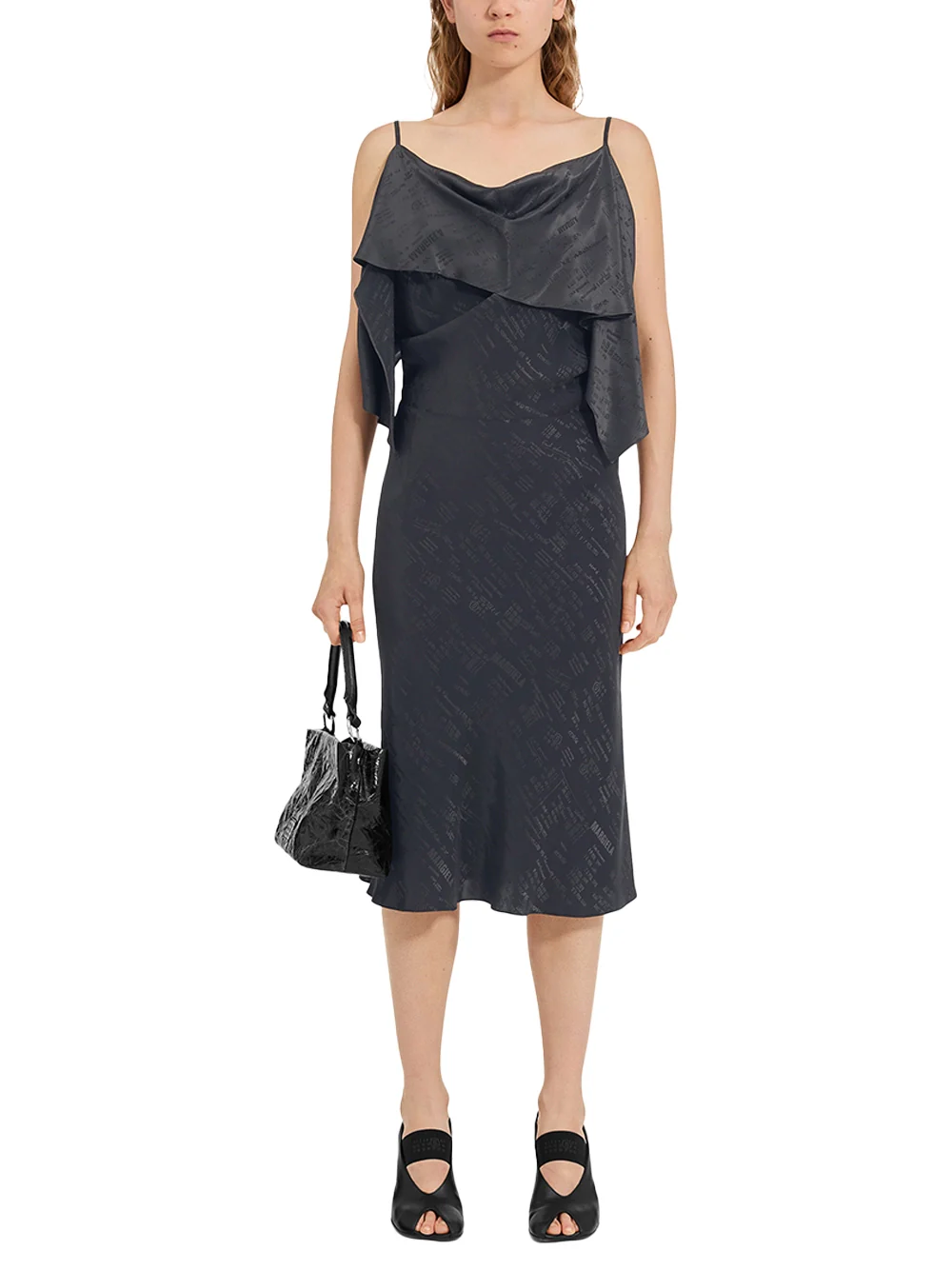 MM6 Maison Margiela Folded Jacquard Slip Dress Anthracite - Image 2