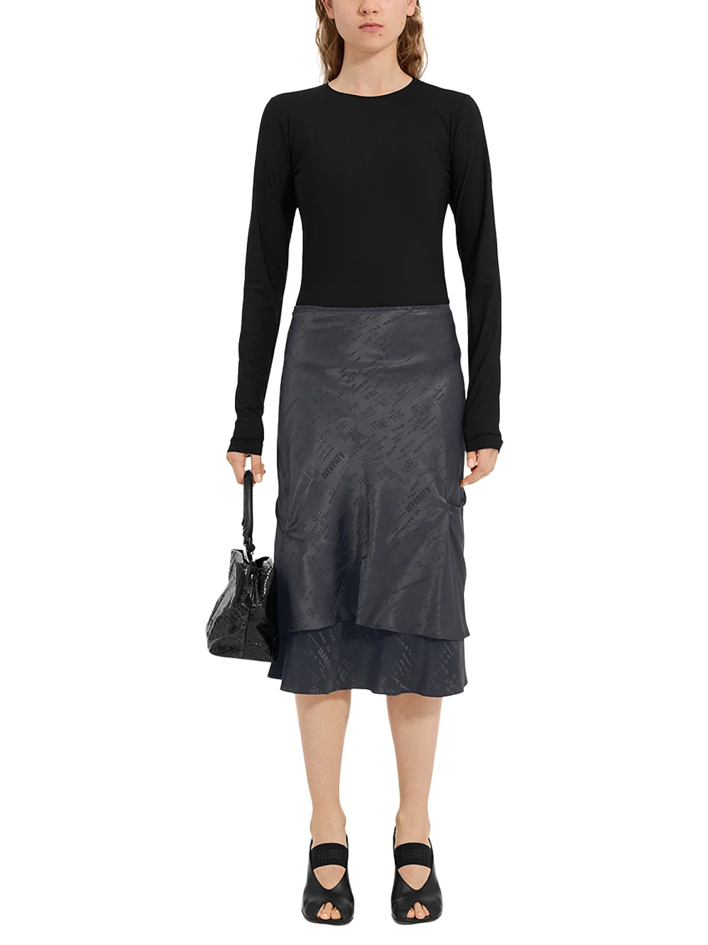 MM6 Maison Margiela Folded Jacquard Slip Dress Anthracite - Image 3