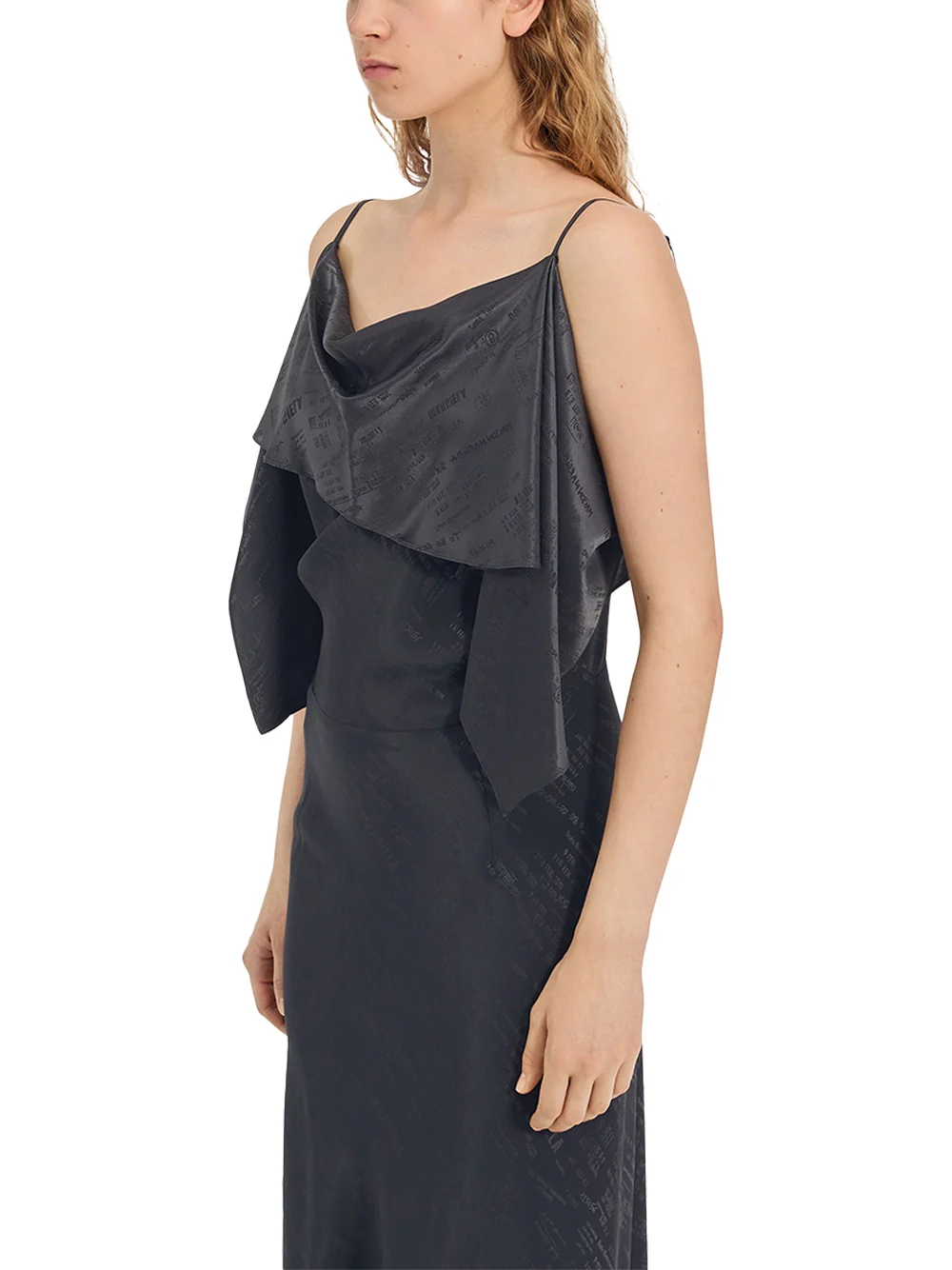 MM6 Maison Margiela Folded Jacquard Slip Dress Anthracite - Image 4