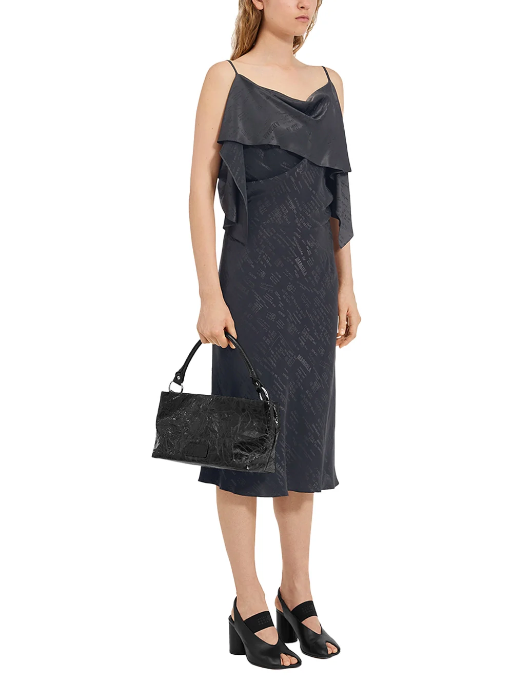 MM6 Maison Margiela Folded Jacquard Slip Dress Anthracite - Image 5