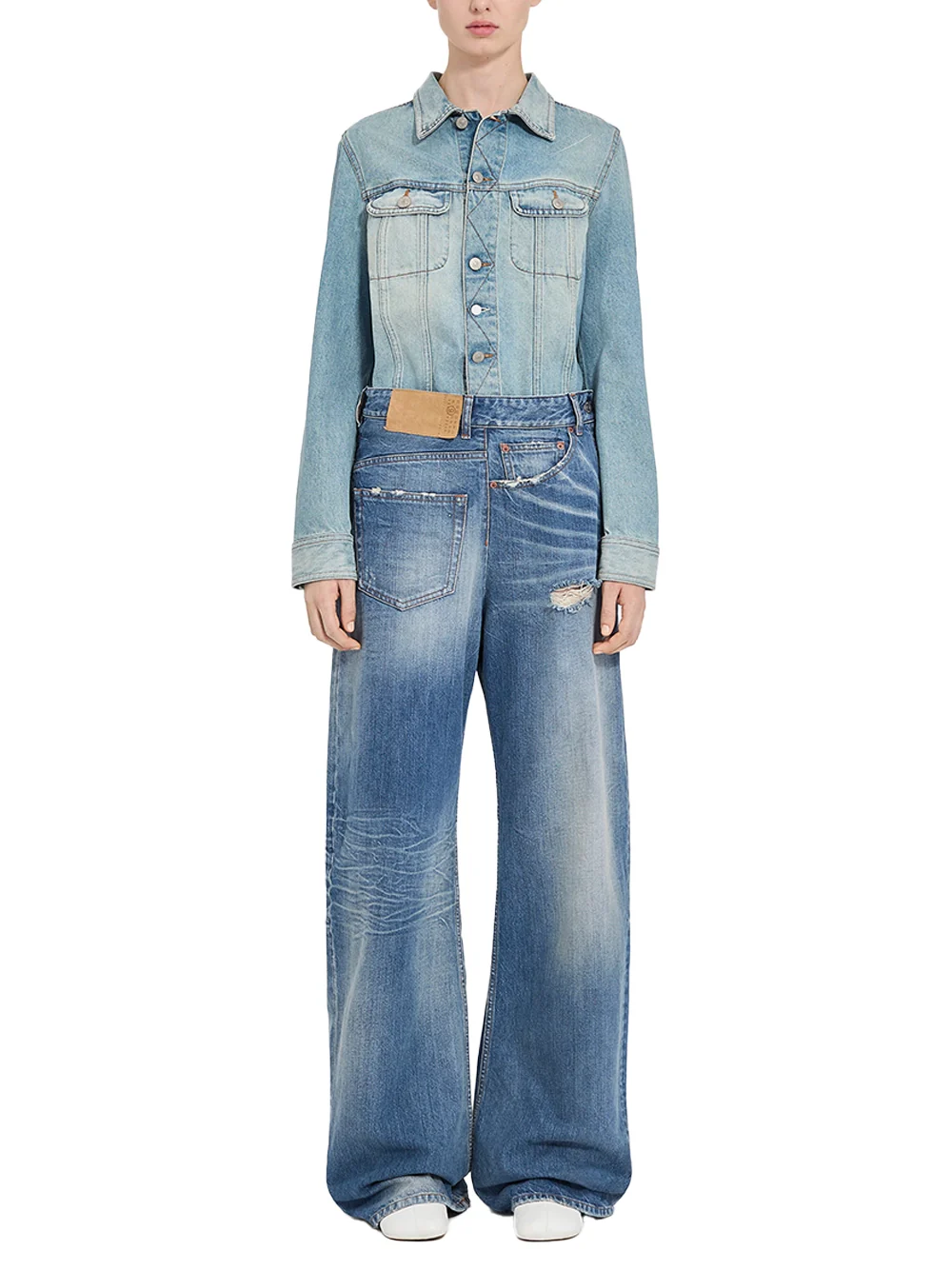 MM6 Maison Margiela Twist Wide Leg Jeans Blue - Image 2