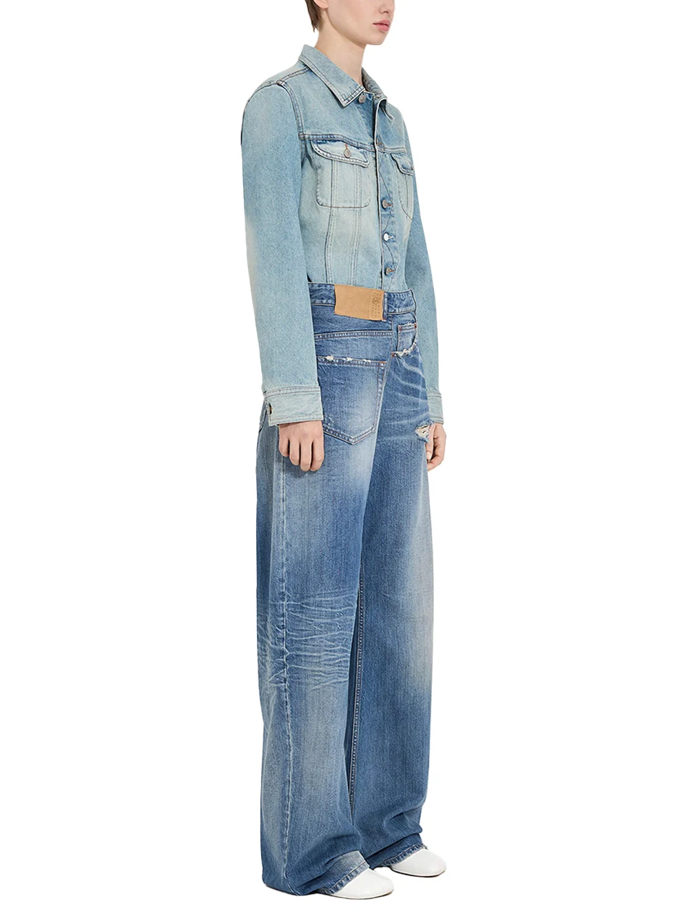 MM6 Maison Margiela Twist Wide Leg Jeans Blue - Image 3