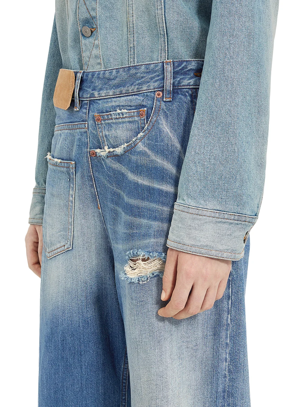 MM6 Maison Margiela Twist Wide Leg Jeans Blue - Image 4