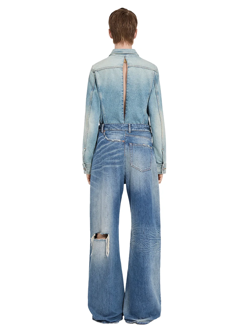 MM6 Maison Margiela Twist Wide Leg Jeans Blue - Image 5