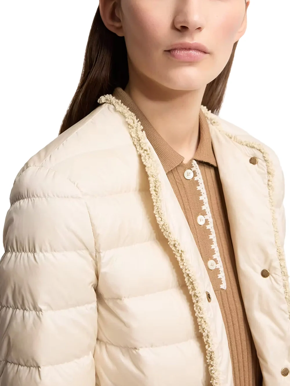Moncler Women Fleurs Down Jacket L.Beige - Image 2