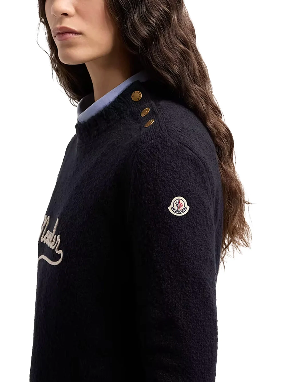 Moncler Women Girocollo Jumper Navy Blue - Image 4