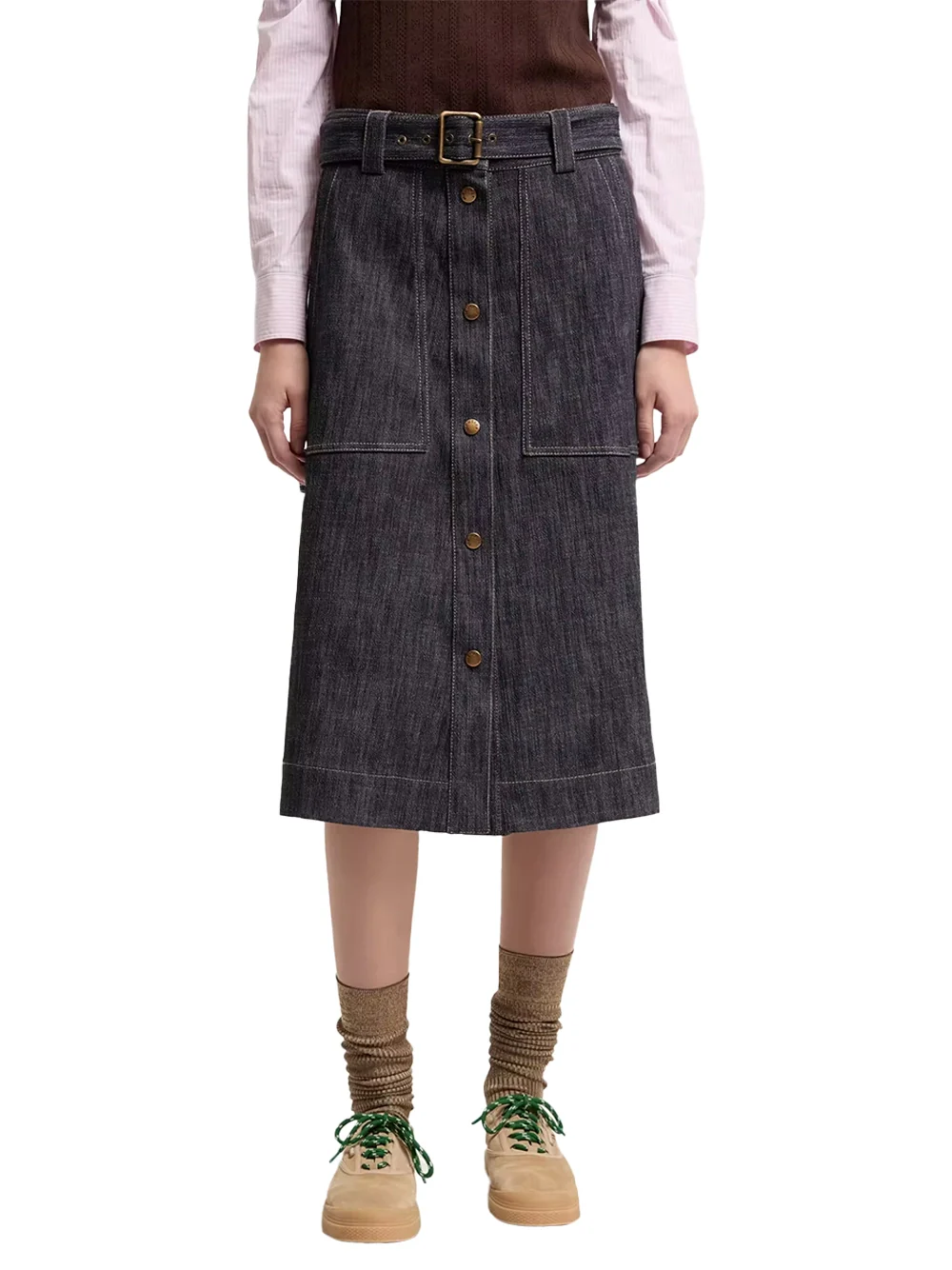 Moncler Knee Length Skirt Blue - Image 3