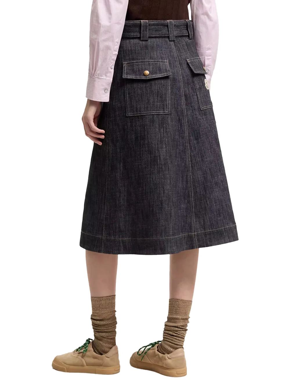 Moncler Knee Length Skirt Blue - Image 5