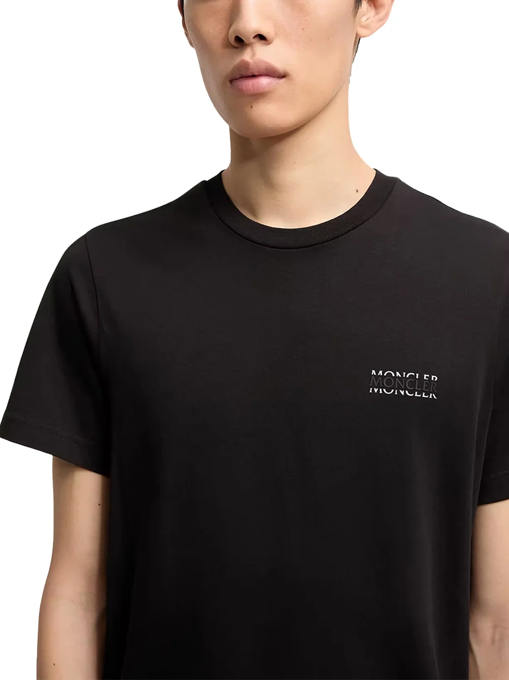 Moncler Men Logo Cotton Jersey T-Shirt Black - Image 3