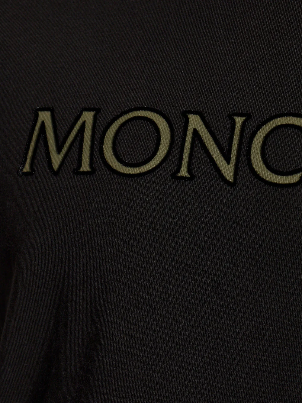 Moncler Men Logo Print Cotton T-Shirt Black - Image 5