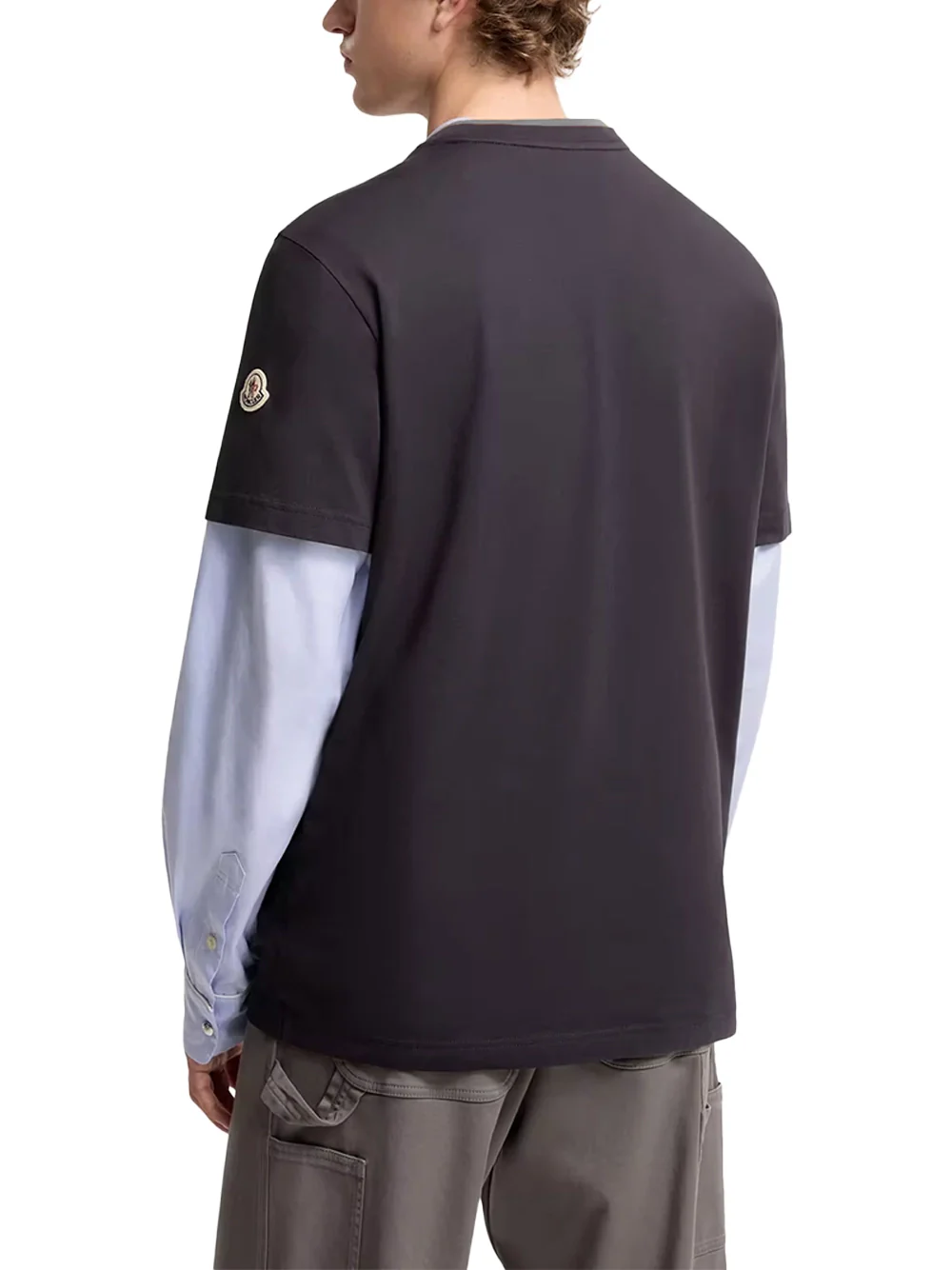 Moncler Men Embroidered Logo Cotton T-Shirt Black - Image 6