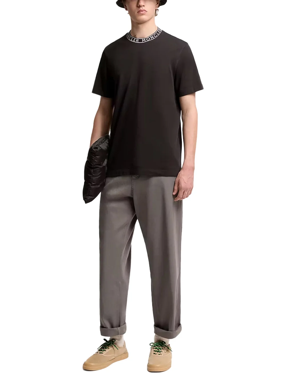 Moncler Men Logo-Trimmed Cotton T-Shirt Black - Image 2
