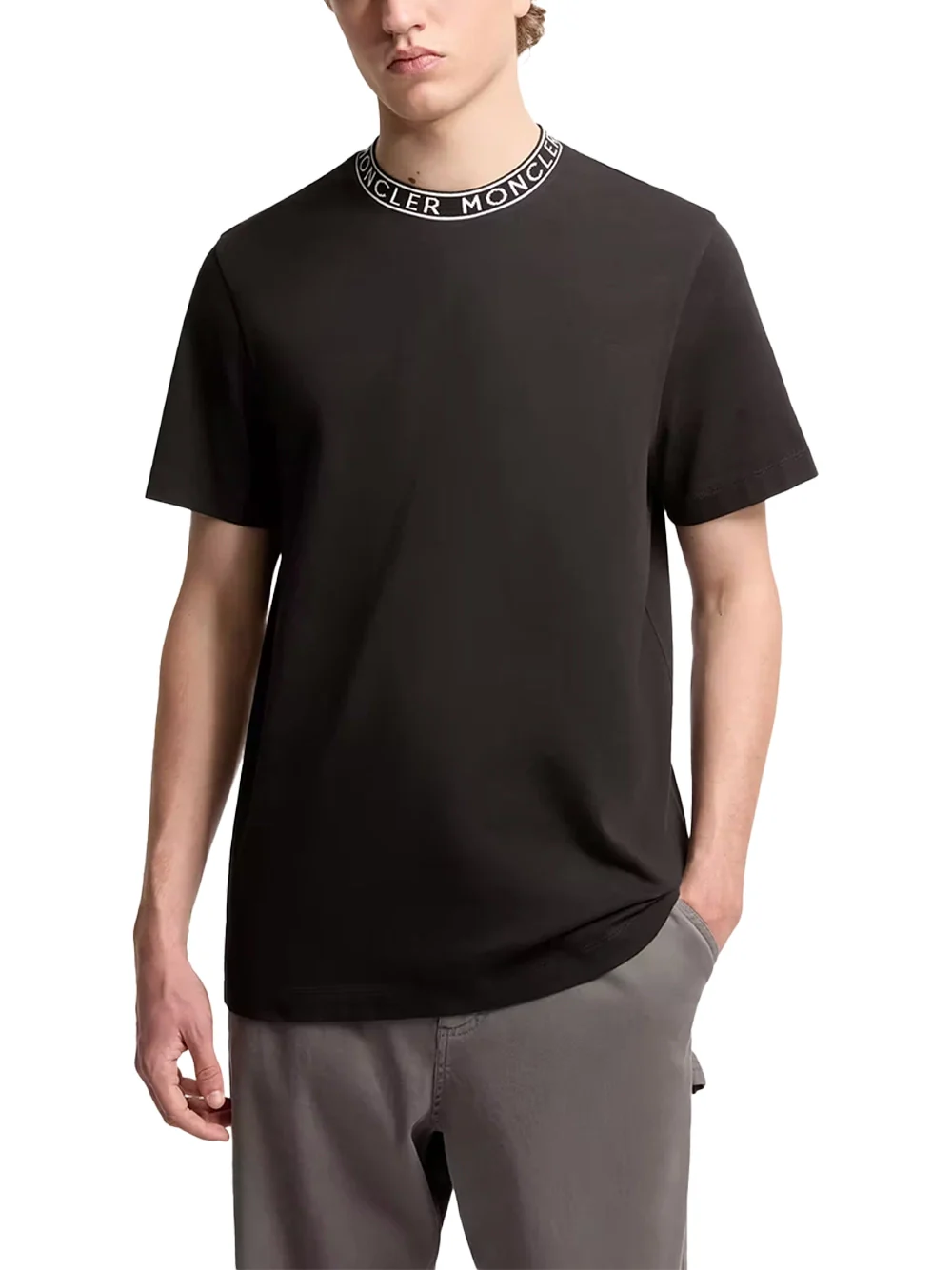 Moncler Men Logo-Trimmed Cotton T-Shirt Black - Image 3