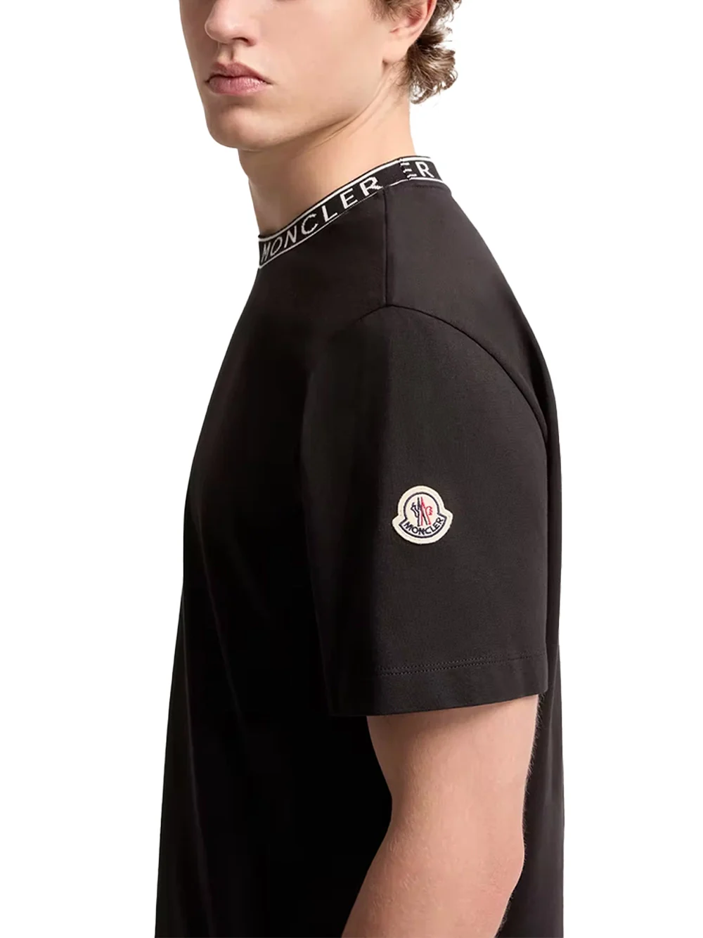 Moncler Men Logo-Trimmed Cotton T-Shirt Black - Image 5