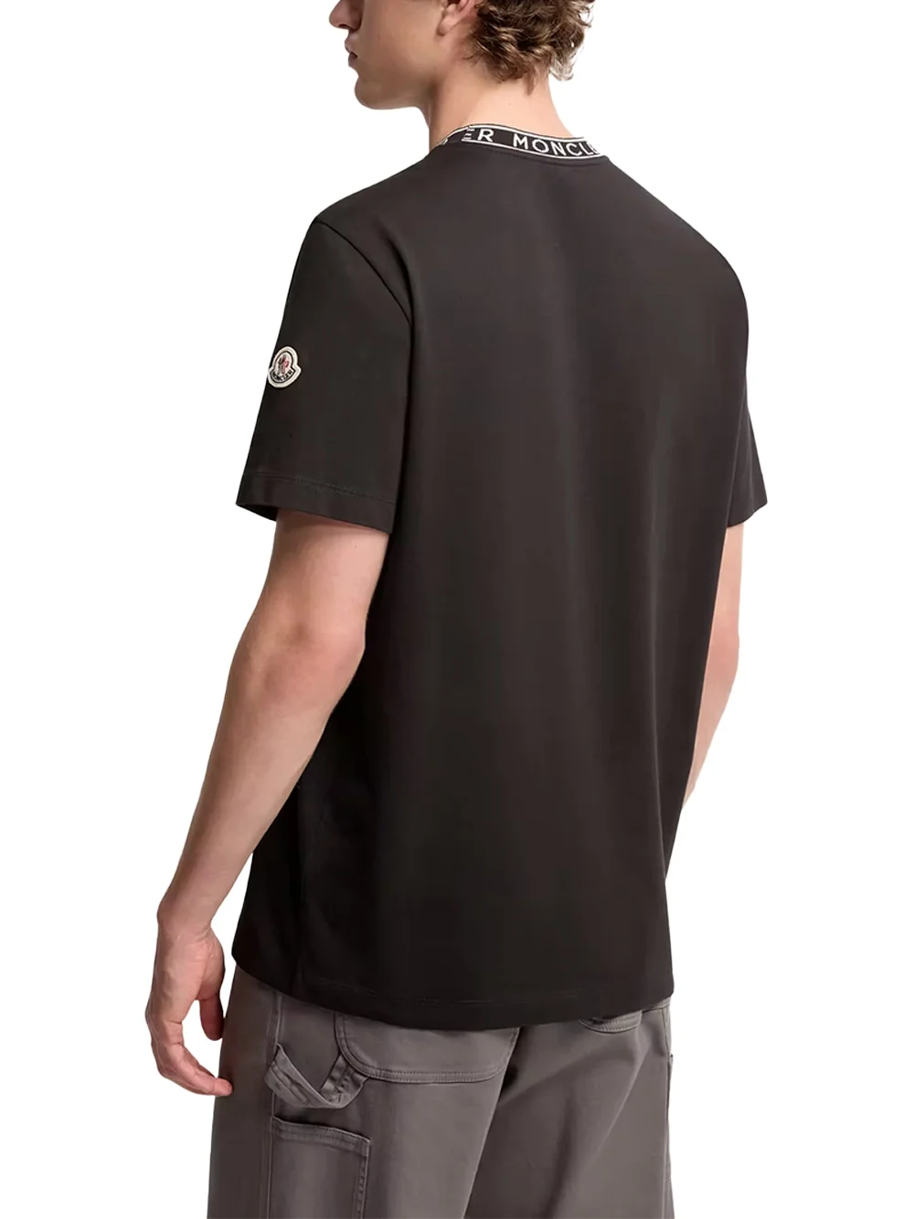 Moncler Men Logo-Trimmed Cotton T-Shirt Black - Image 6