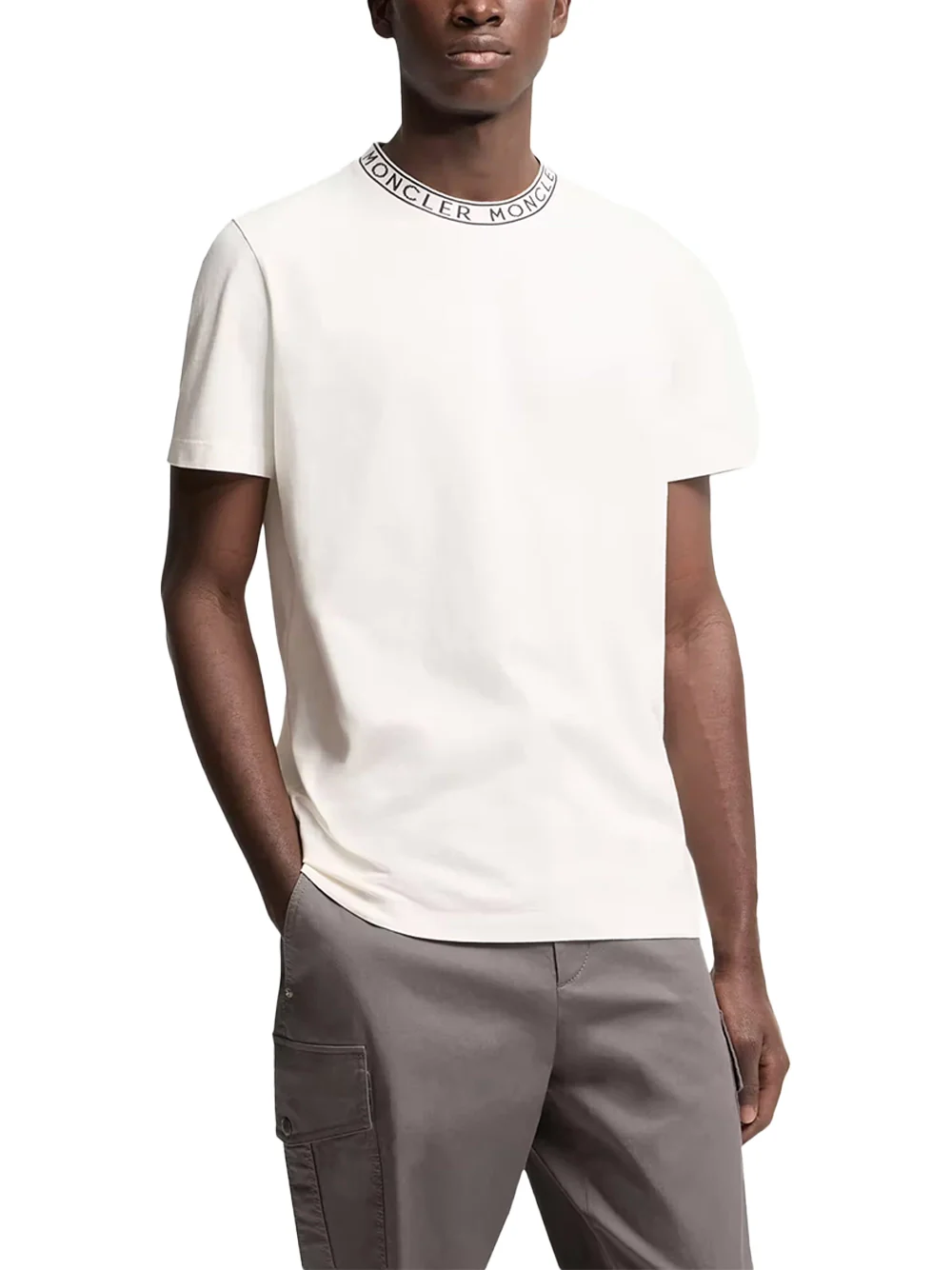 Moncler Men Logo-Trimmed Cotton T-Shirt White - Image 2