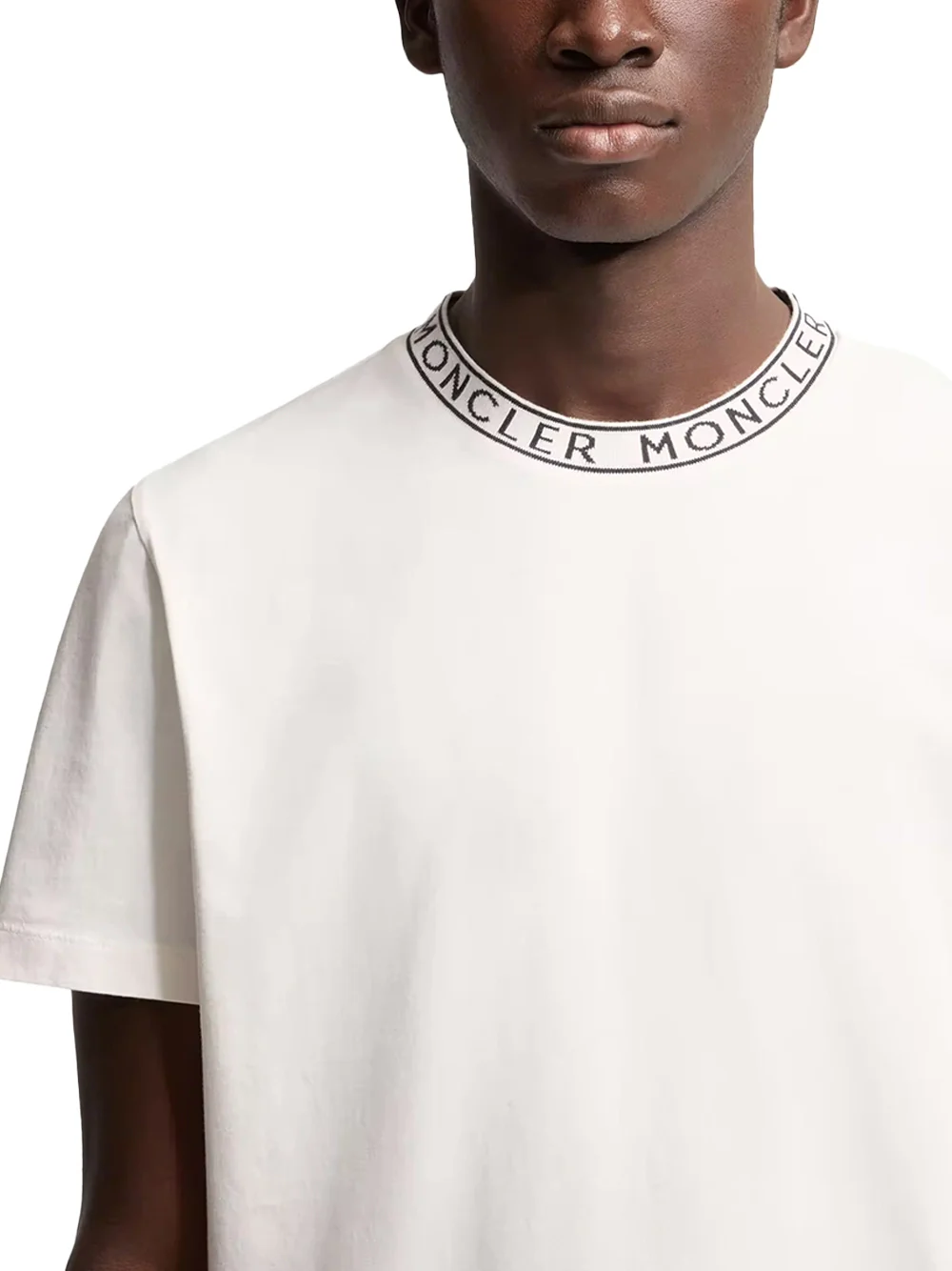 Moncler Men Logo-Trimmed Cotton T-Shirt White - Image 3