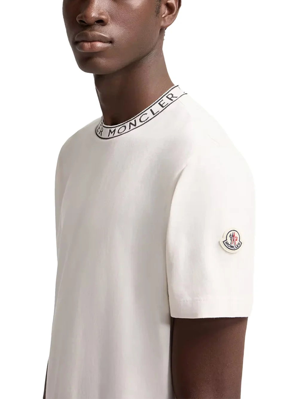 Moncler Men Logo-Trimmed Cotton T-Shirt White - Image 4