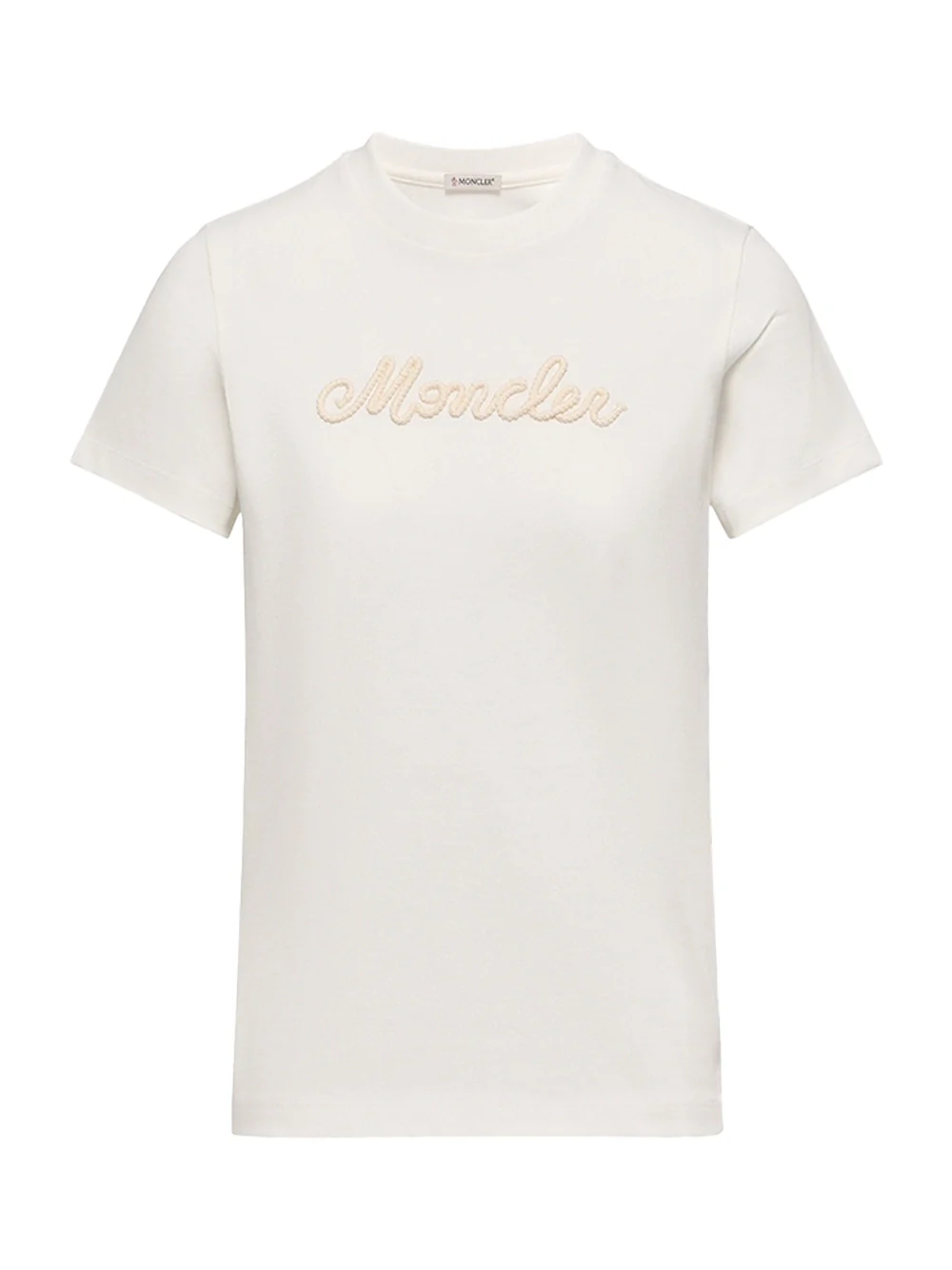Moncler Women Logo Embroidery Cotton T-Shirt White