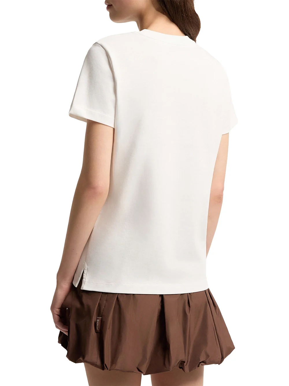 Moncler Women Logo Embroidery Cotton T-Shirt White - Image 3