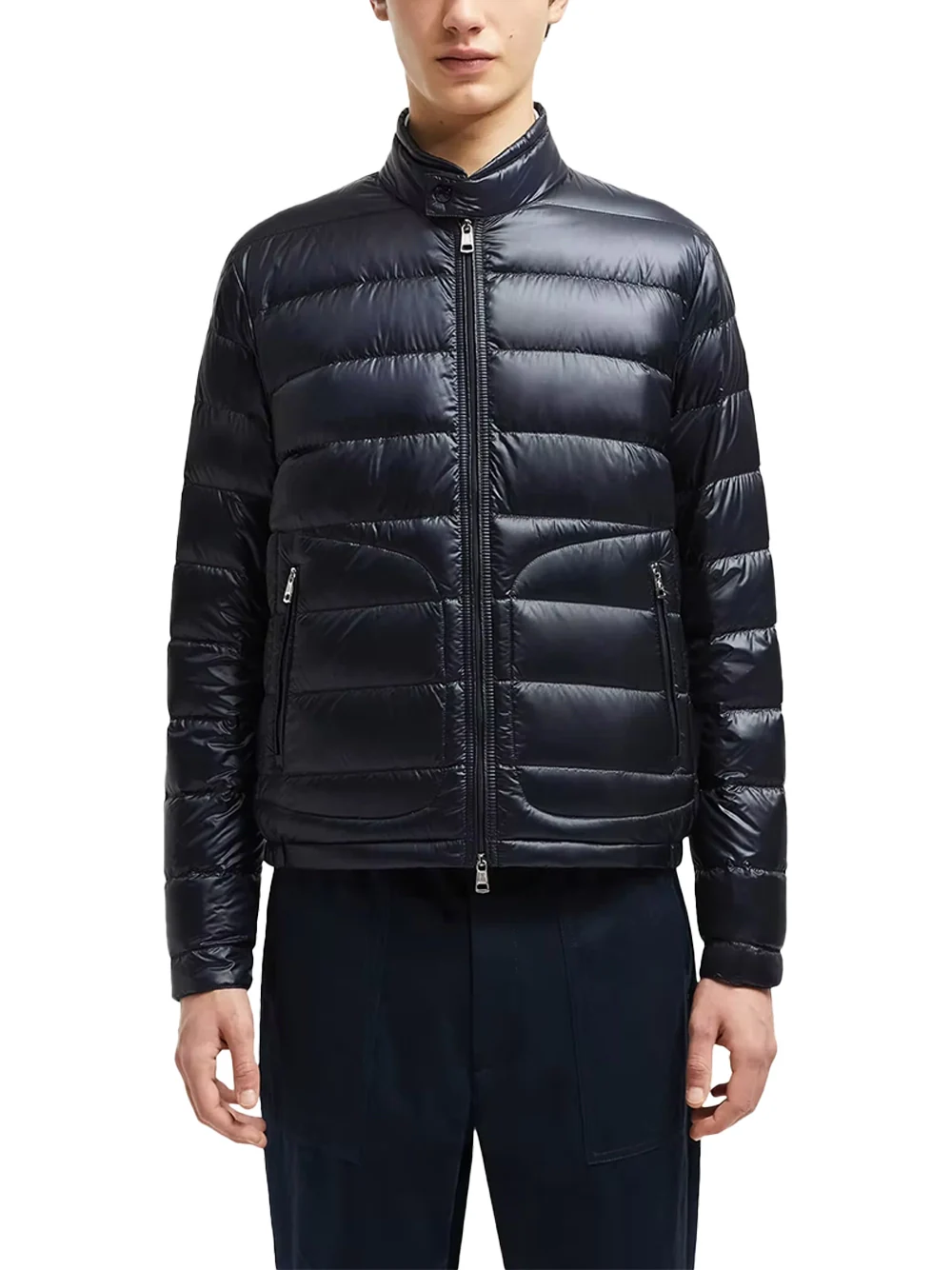 Moncler Men Acorus Short Down Jacket Navy - Image 3