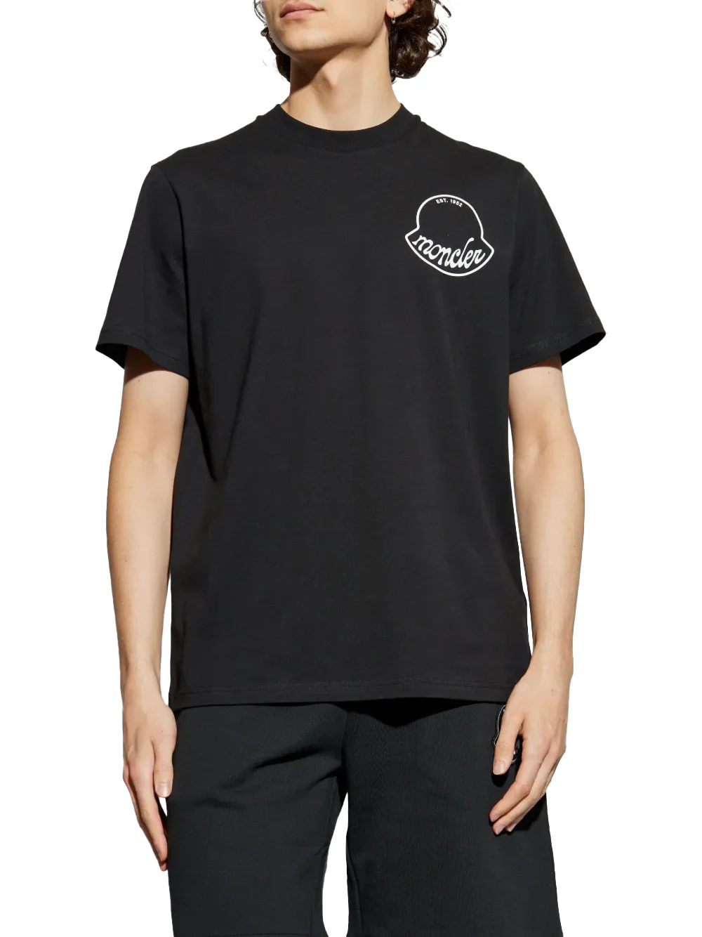 Moncler Men Logo Cotton T-Shirt Black - Image 4