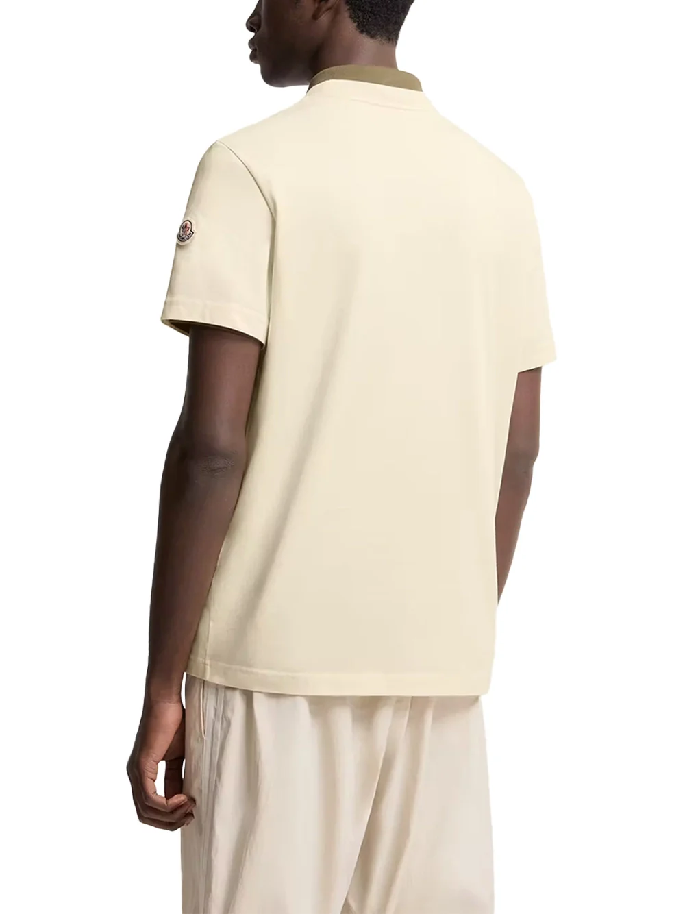 Moncler Men Logo Print Cotton T-Shirt Ivory - Image 6