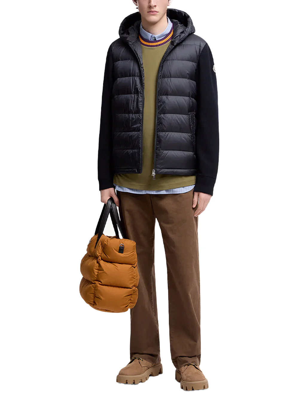 Moncler men Padded Crêpe Cotton Zip-Up Cardigan Navy - Image 3
