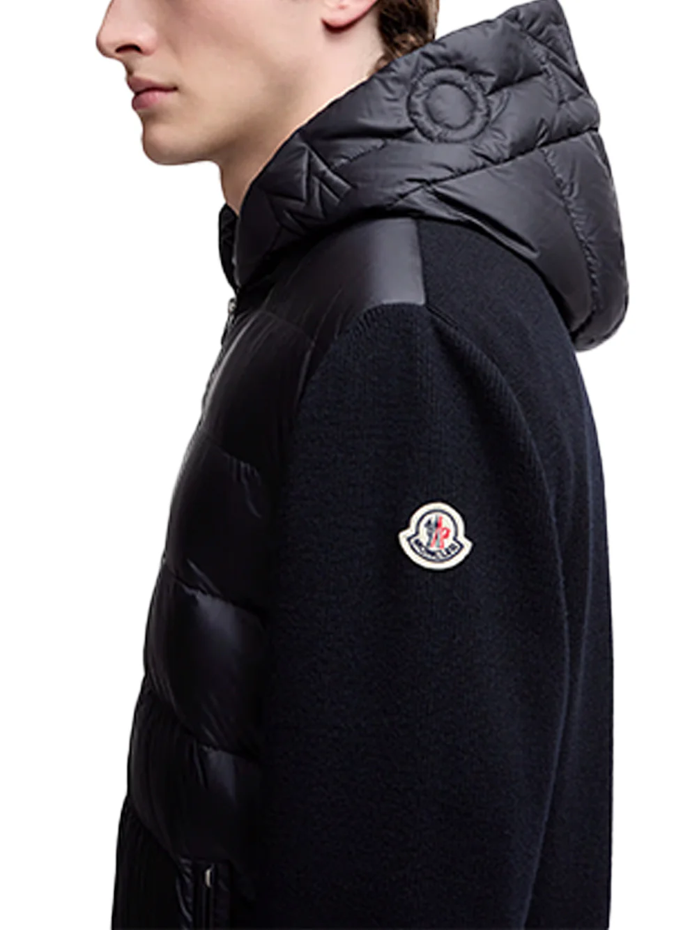 Moncler men Padded Crêpe Cotton Zip-Up Cardigan Navy - Image 4