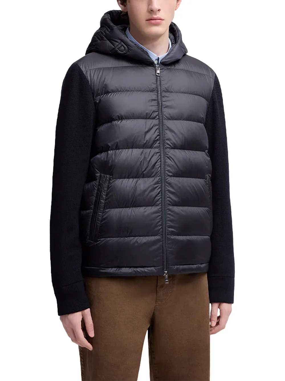 Moncler men Padded Crêpe Cotton Zip-Up Cardigan Navy - Image 5