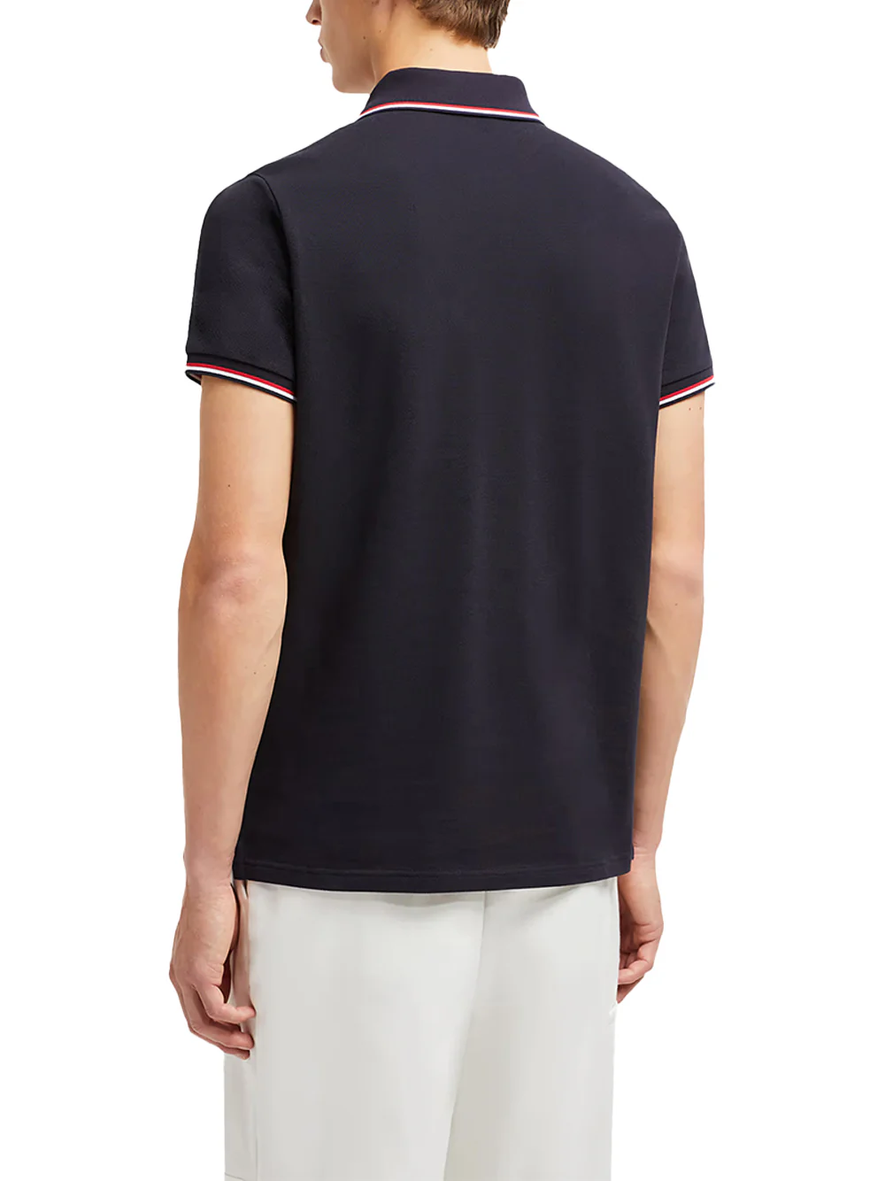 Moncler men Tricolor-Trimmed Cotton Piquet Polo Shirt Navy - Image 5