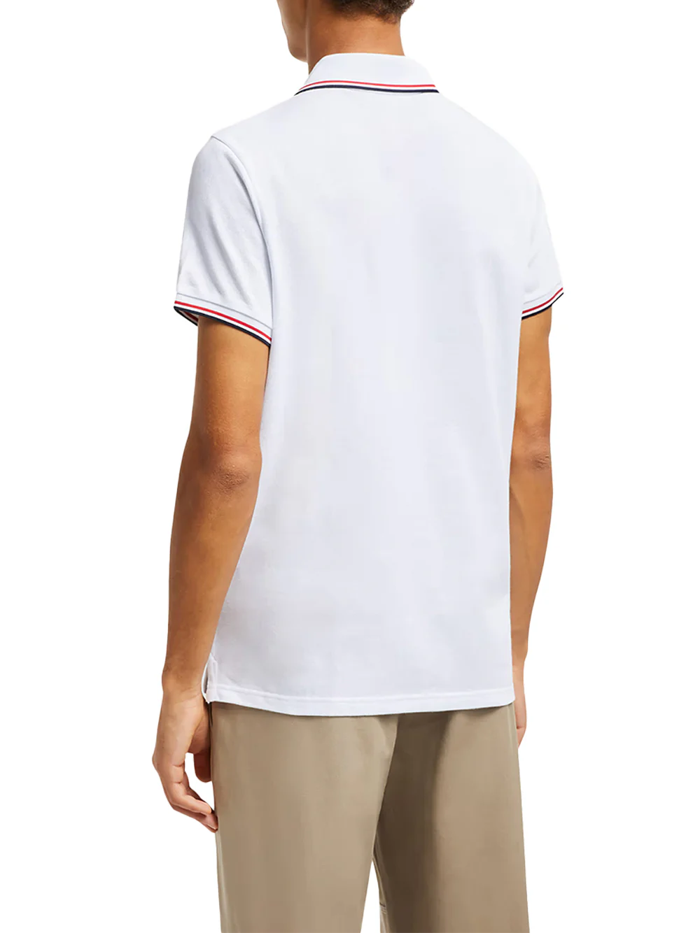 Moncler men Tricolor-Trimmed Cotton Piquet Polo Shirt O.White - Image 5