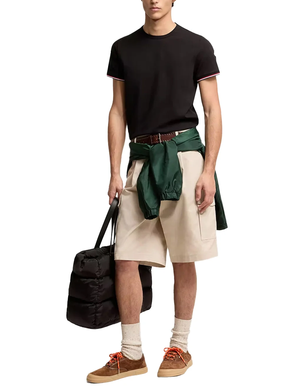 Moncler Men Tricolour-Trimmed T-Shirt Black - Image 2